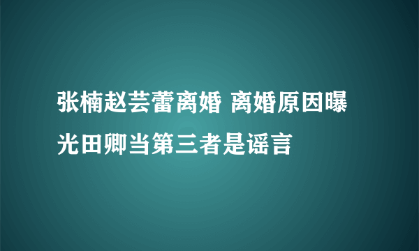 张楠赵芸蕾离婚 离婚原因曝光田卿当第三者是谣言