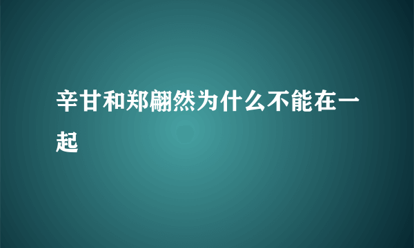 辛甘和郑翩然为什么不能在一起