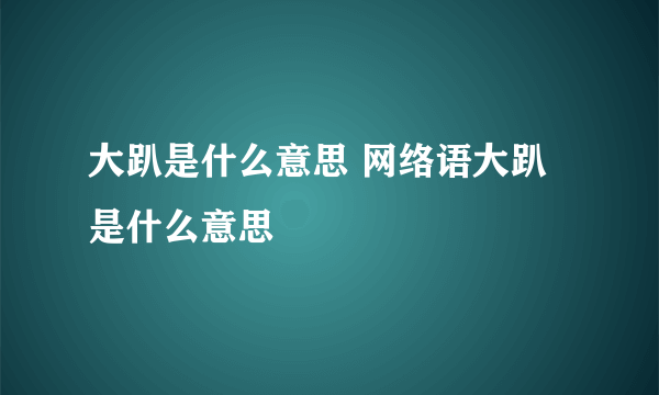 大趴是什么意思 网络语大趴是什么意思