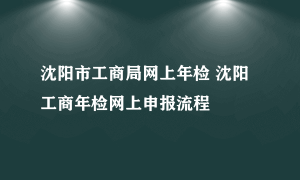 沈阳市工商局网上年检 沈阳工商年检网上申报流程