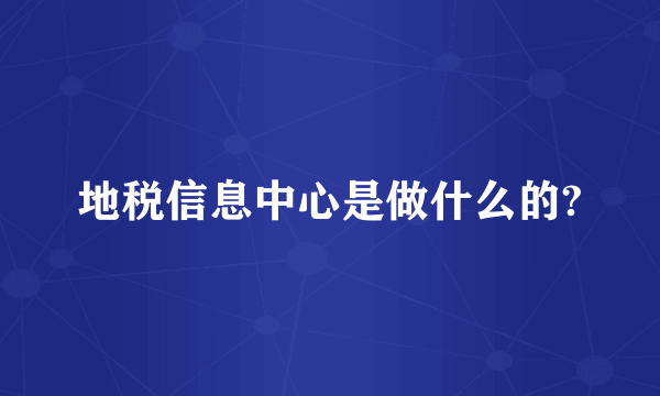 地税信息中心是做什么的?