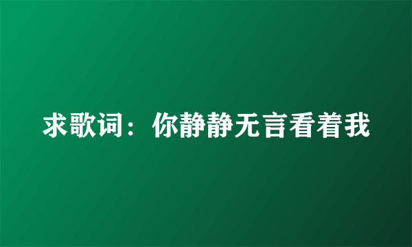 求歌词：你静静无言看着我