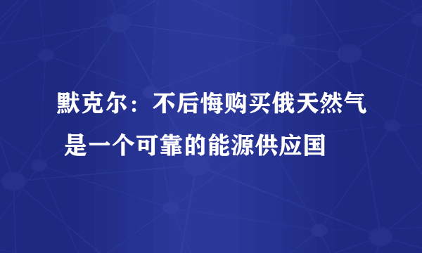 默克尔：不后悔购买俄天然气 是一个可靠的能源供应国