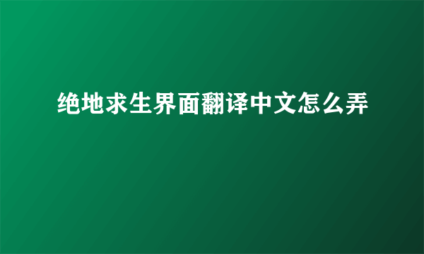 绝地求生界面翻译中文怎么弄