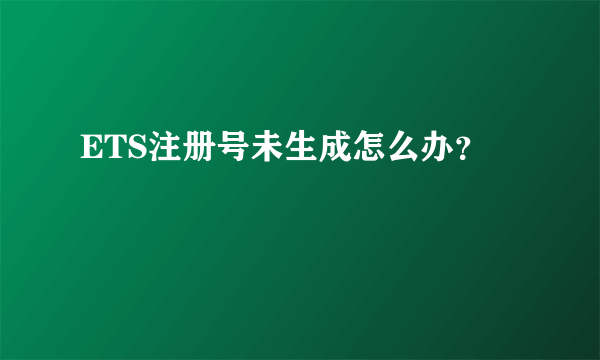 ETS注册号未生成怎么办？