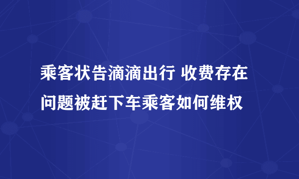 乘客状告滴滴出行 收费存在问题被赶下车乘客如何维权