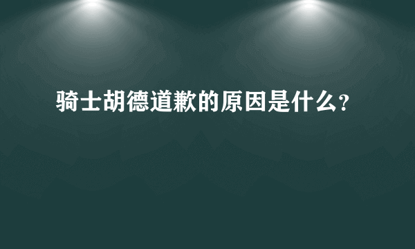 骑士胡德道歉的原因是什么？