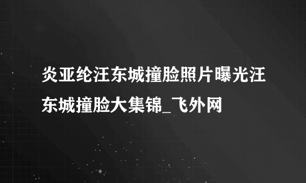 炎亚纶汪东城撞脸照片曝光汪东城撞脸大集锦_飞外网