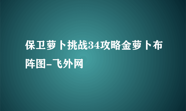 保卫萝卜挑战34攻略金萝卜布阵图-飞外网