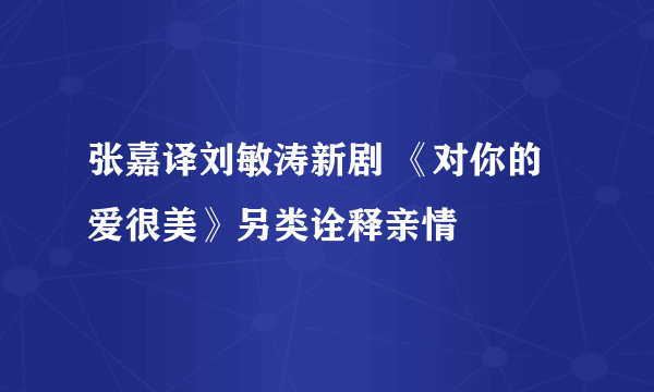 张嘉译刘敏涛新剧 《对你的爱很美》另类诠释亲情