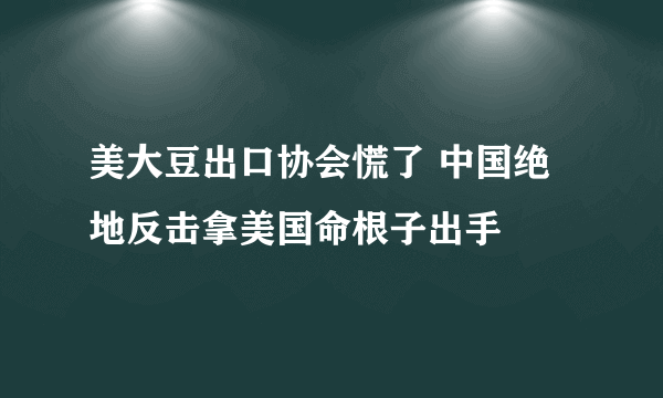 美大豆出口协会慌了 中国绝地反击拿美国命根子出手