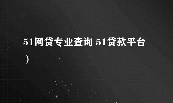 51网贷专业查询 51贷款平台）