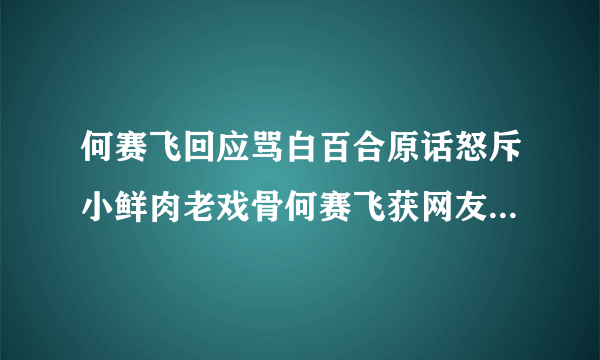 何赛飞回应骂白百合原话怒斥小鲜肉老戏骨何赛飞获网友支持_飞外网