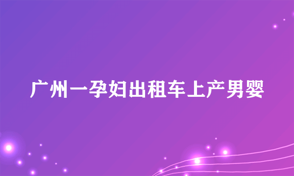 广州一孕妇出租车上产男婴