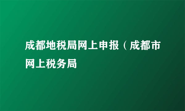 成都地税局网上申报（成都市网上税务局