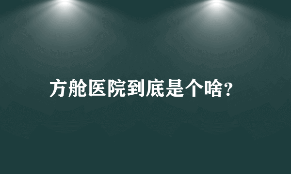 方舱医院到底是个啥？