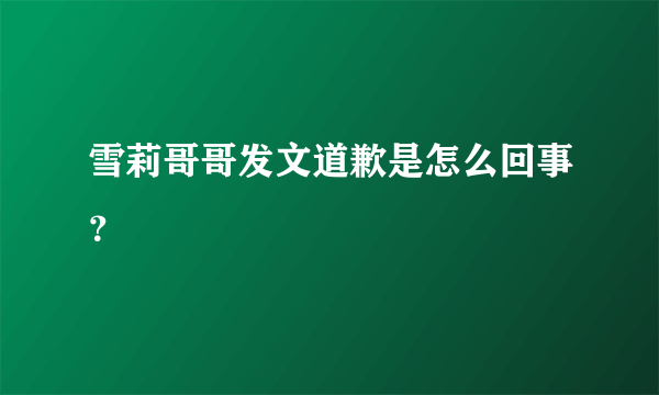 雪莉哥哥发文道歉是怎么回事？