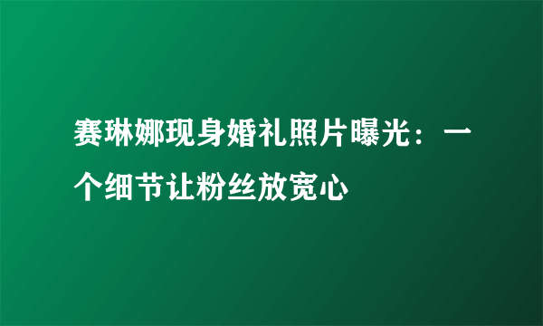 赛琳娜现身婚礼照片曝光：一个细节让粉丝放宽心