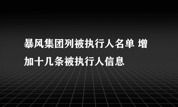 暴风集团列被执行人名单 增加十几条被执行人信息