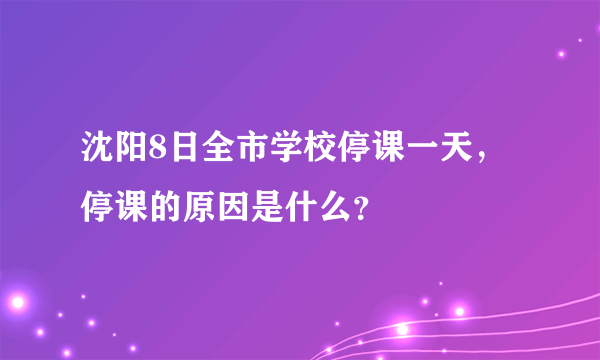 沈阳8日全市学校停课一天，停课的原因是什么？