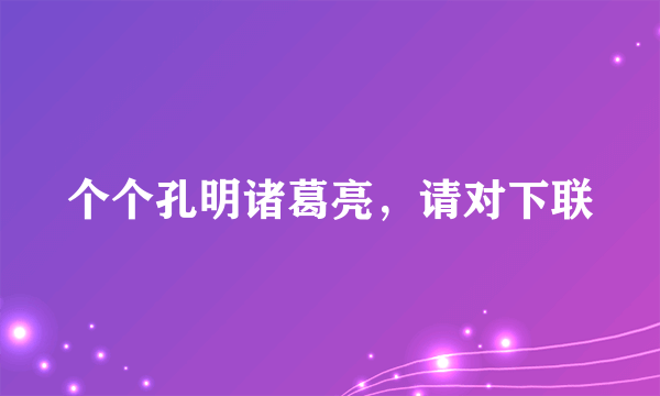 个个孔明诸葛亮，请对下联