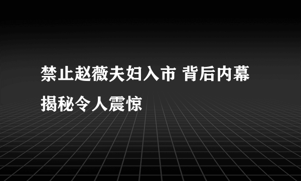 禁止赵薇夫妇入市 背后内幕揭秘令人震惊