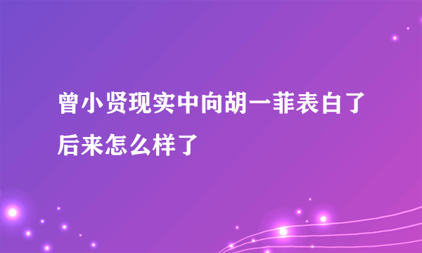 曾小贤现实中向胡一菲表白了后来怎么样了