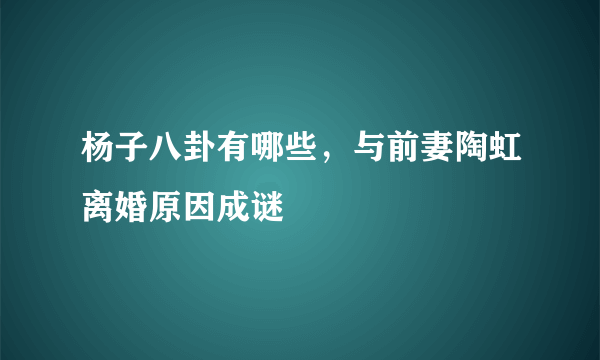 杨子八卦有哪些，与前妻陶虹离婚原因成谜