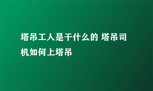 塔吊工人是干什么的 塔吊司机如何上塔吊