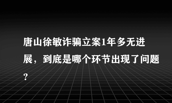 唐山徐敏诈骗立案1年多无进展，到底是哪个环节出现了问题？