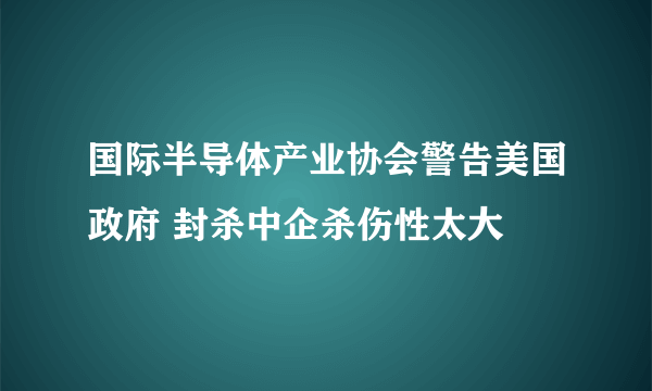 国际半导体产业协会警告美国政府 封杀中企杀伤性太大