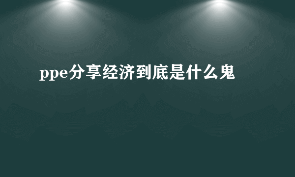 ppe分享经济到底是什么鬼