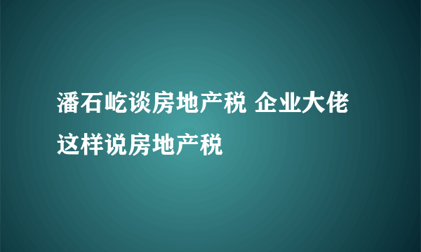 潘石屹谈房地产税 企业大佬这样说房地产税