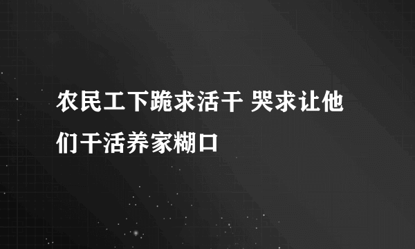 农民工下跪求活干 哭求让他们干活养家糊口