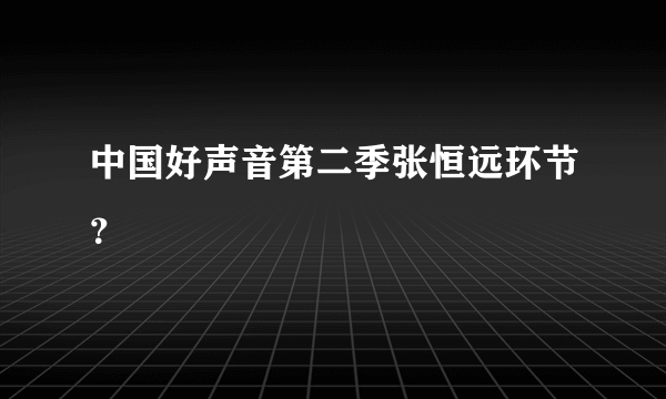 中国好声音第二季张恒远环节？