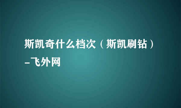 斯凯奇什么档次（斯凯刷钻）-飞外网