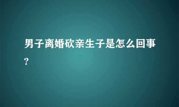 男子离婚砍亲生子是怎么回事?