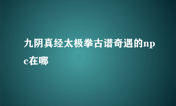 九阴真经太极拳古谱奇遇的npc在哪