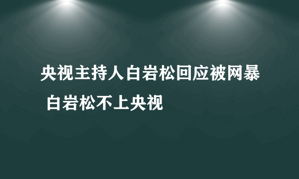 央视主持人白岩松回应被网暴 白岩松不上央视