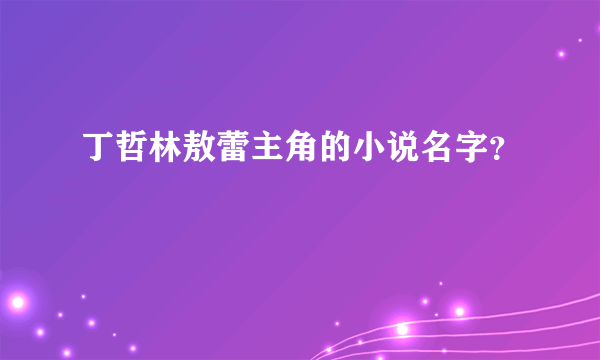 丁哲林敖蕾主角的小说名字？