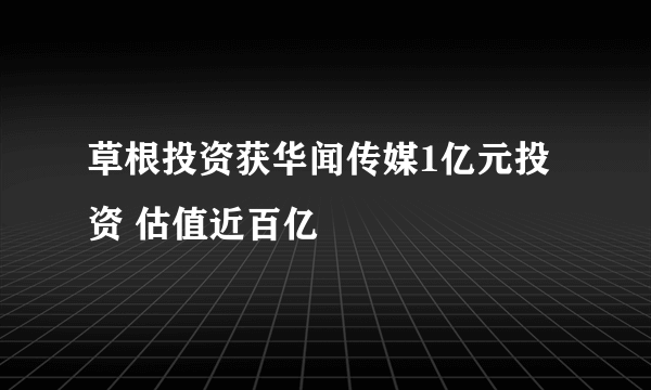 草根投资获华闻传媒1亿元投资 估值近百亿