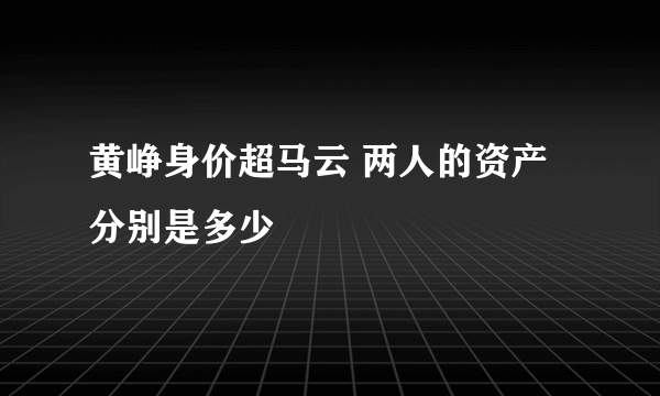 黄峥身价超马云 两人的资产分别是多少