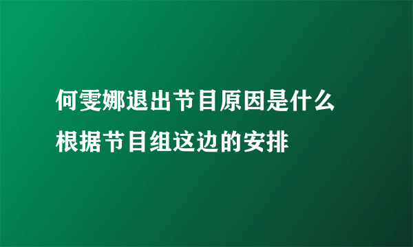 何雯娜退出节目原因是什么 根据节目组这边的安排