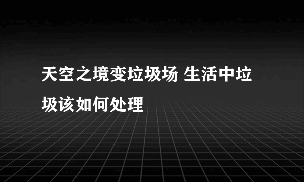 天空之境变垃圾场 生活中垃圾该如何处理