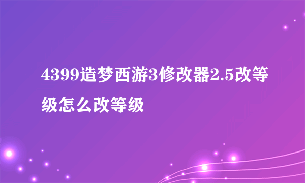 4399造梦西游3修改器2.5改等级怎么改等级