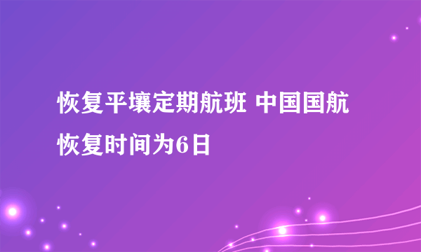 恢复平壤定期航班 中国国航恢复时间为6日