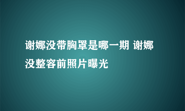 谢娜没带胸罩是哪一期 谢娜没整容前照片曝光