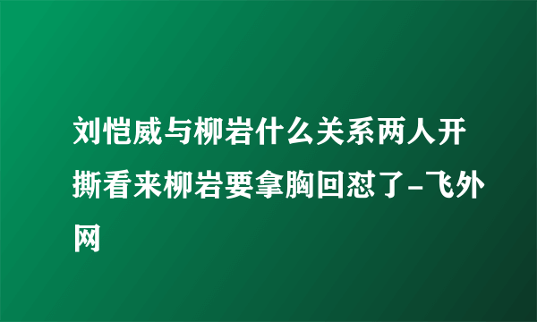 刘恺威与柳岩什么关系两人开撕看来柳岩要拿胸回怼了-飞外网