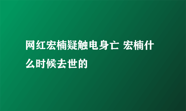 网红宏楠疑触电身亡 宏楠什么时候去世的