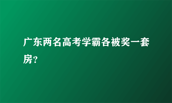 广东两名高考学霸各被奖一套房？